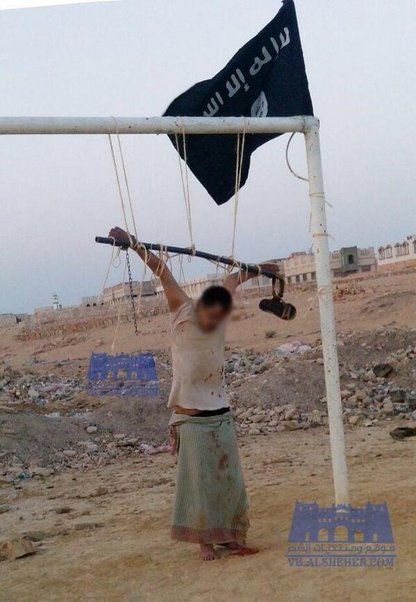 AQAP-Ansar al-Sharia has crucified a man (accused of being American spy) in Hadhramaut #Yemen
